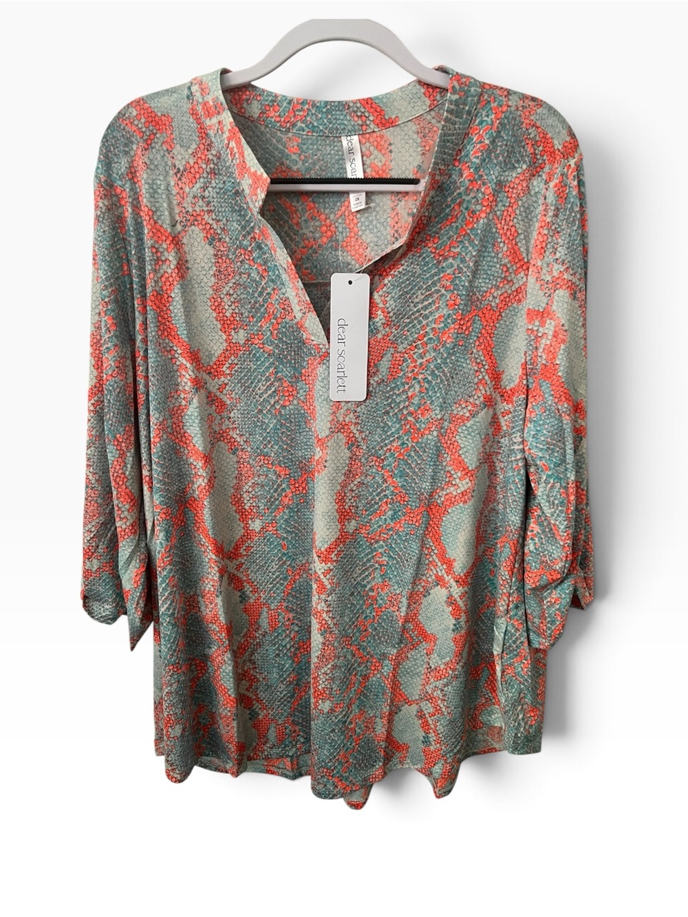 Dear Scarlett Plus Size Turquoise & Coral Snake-Print Lizzie tunic top